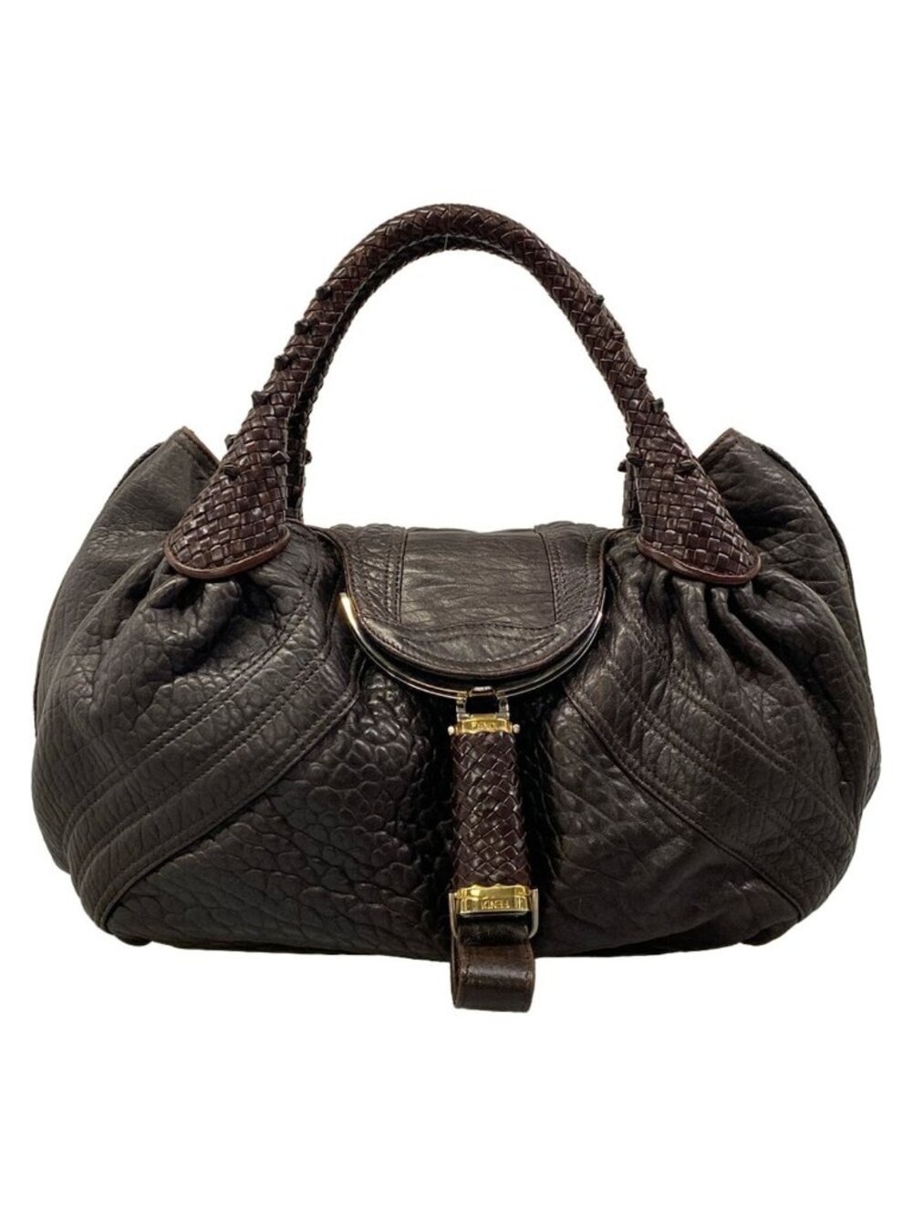 Fendi Handbag Spy Bag Dark Brown Leather